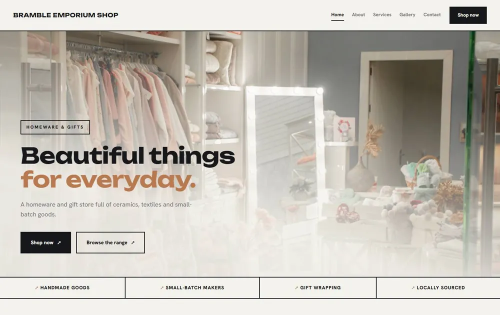 Homeware and gifts website built on the Bloc system