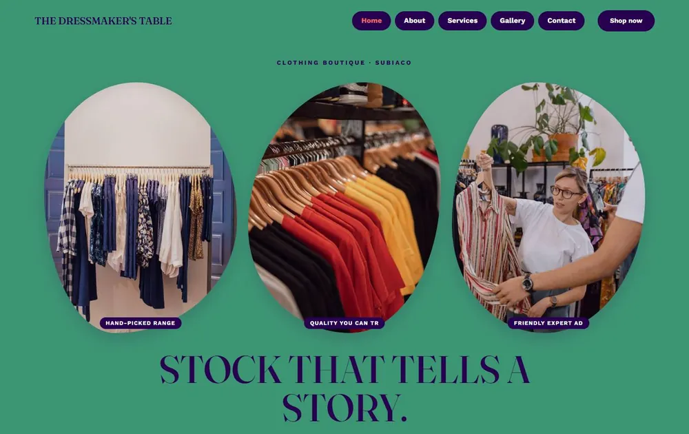 Clothing boutique website built on the Canal system