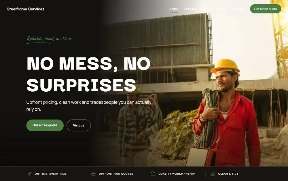 Trades website design example