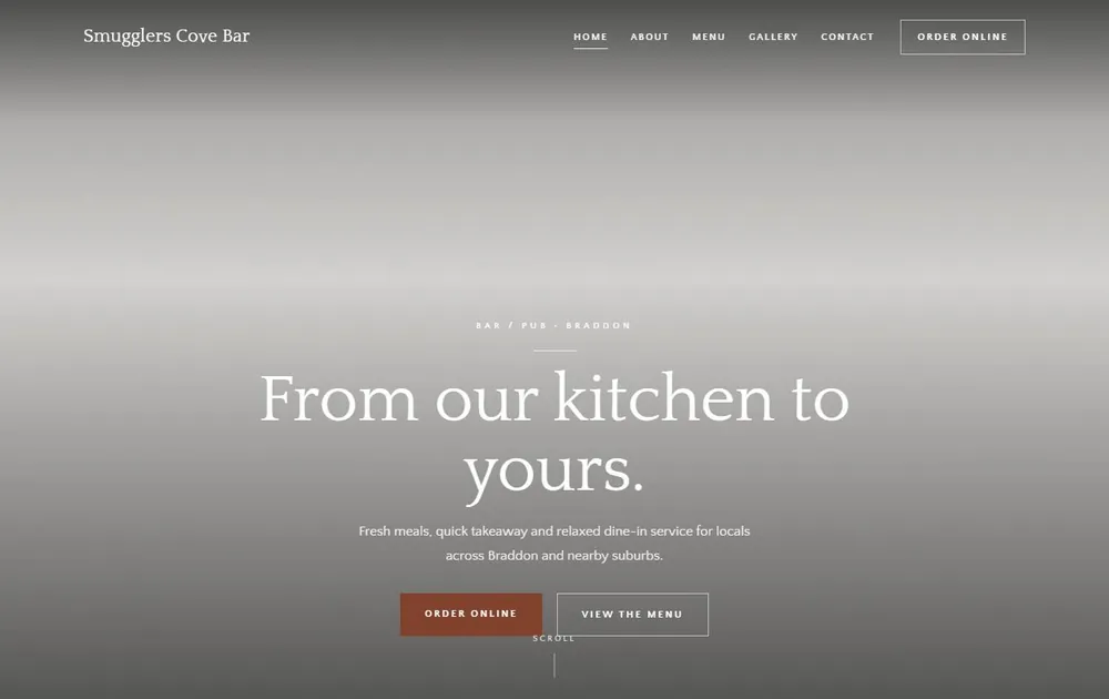 Bar and pub website built on the Falconiere system