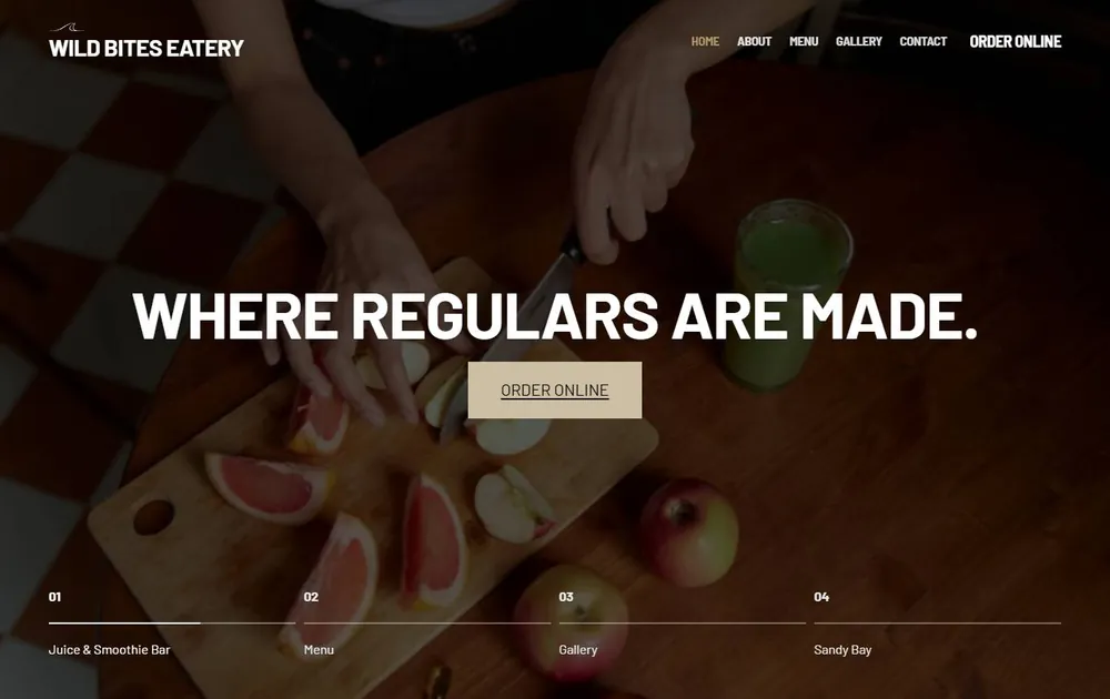 Juice and smoothie bar website built on the Hermitage system
